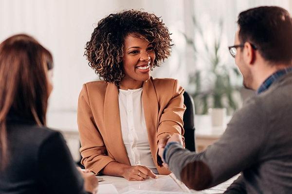 Professionals in meeting shaking hands